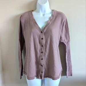 *** Out From Under Waffle Knit Lavender Oversized Button Up Shirt